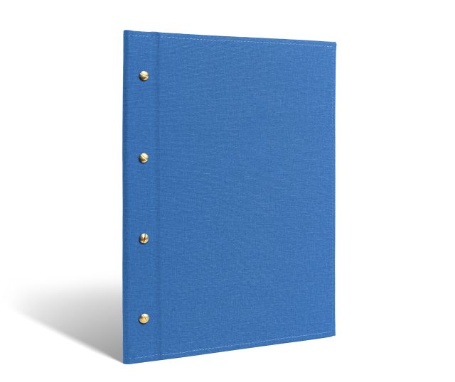 Menú con tornillo en azul texturizado