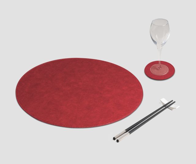 Mantel individual redondo vintage con fuego