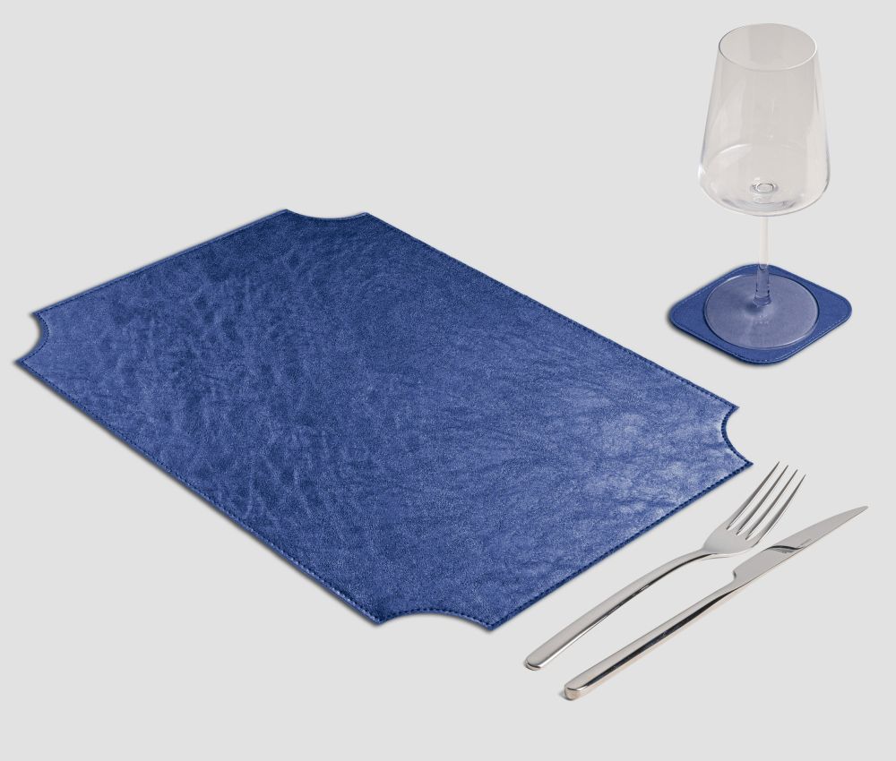 Mantel individual barroco rectangular de metal azul