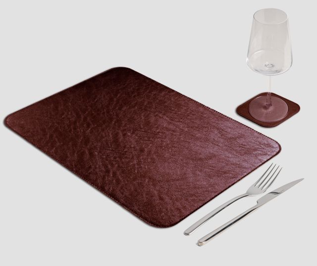 Mantel individual rectangular clásico de metal burdeos