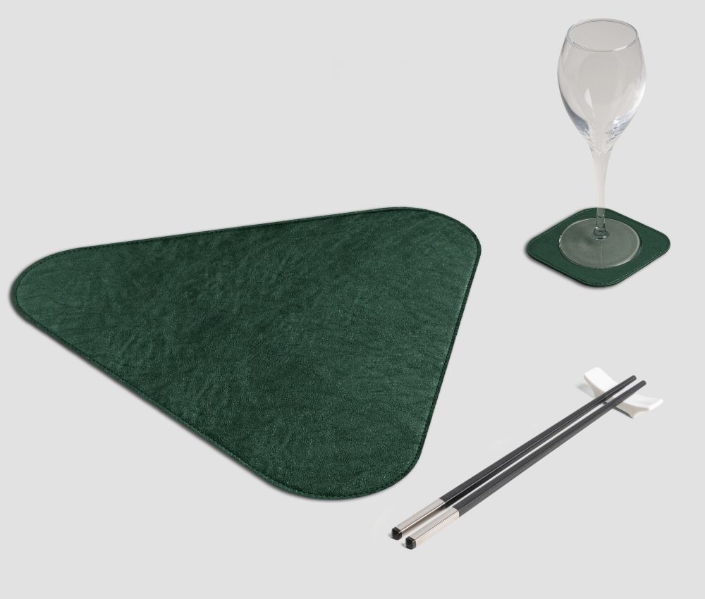 Mantel individual triangular de metal verde bosque