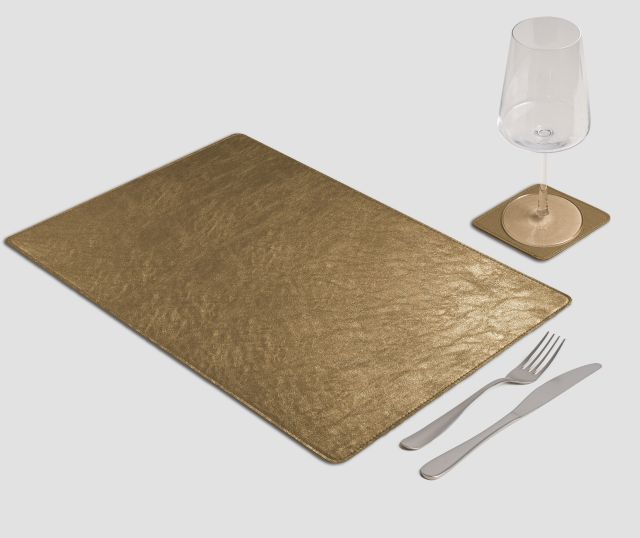 Gourmet Rectangular Placemat Metal Gold