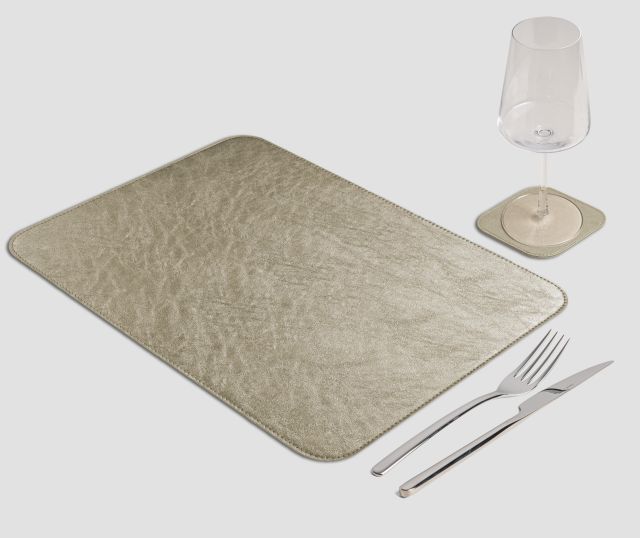 Mantel individual rectangular clásico de metal platino