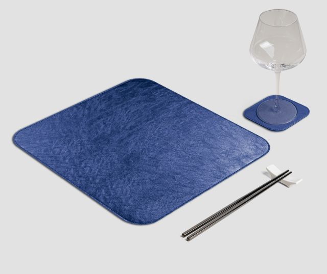 Mantel individual cuadrado de metal azul