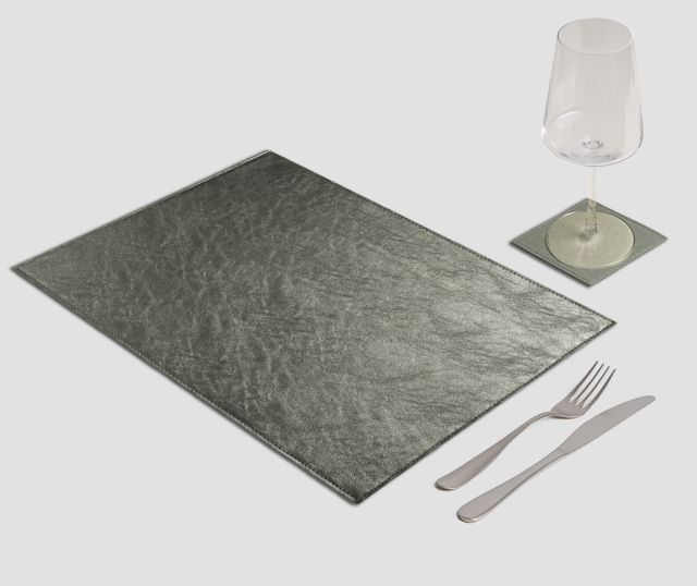 Rectangular Placemat Metal Pewter Edge