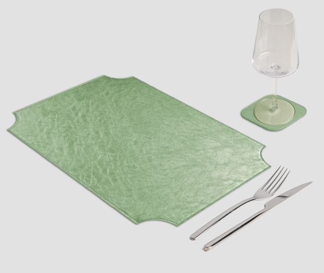 Mantel individual barroco rectangular de metal verde claro