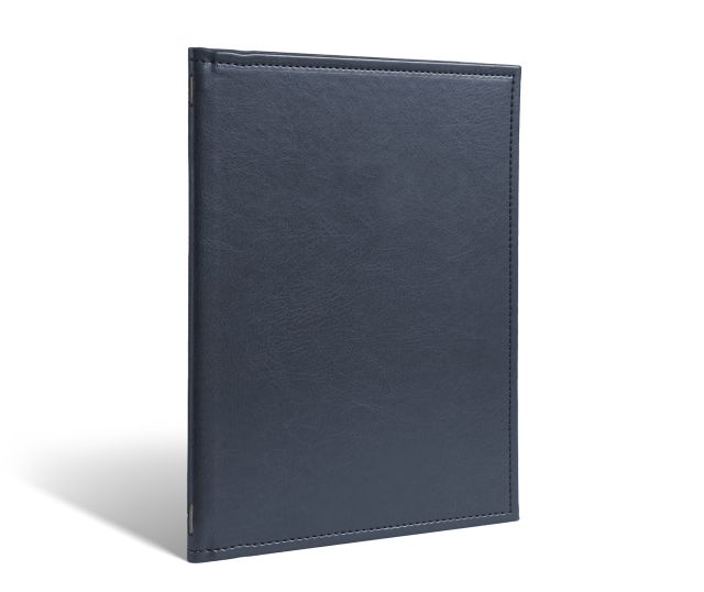 Menu with elastic in navy leather