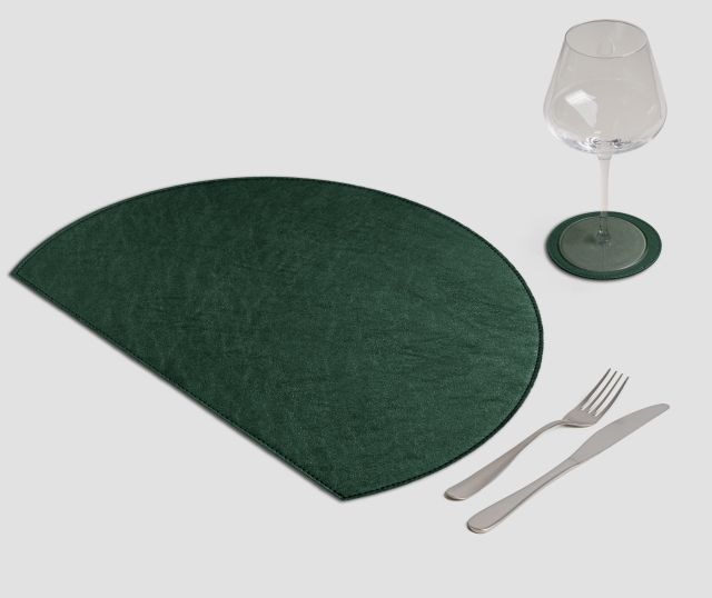 Mantel individual de metal semicircular verde bosque