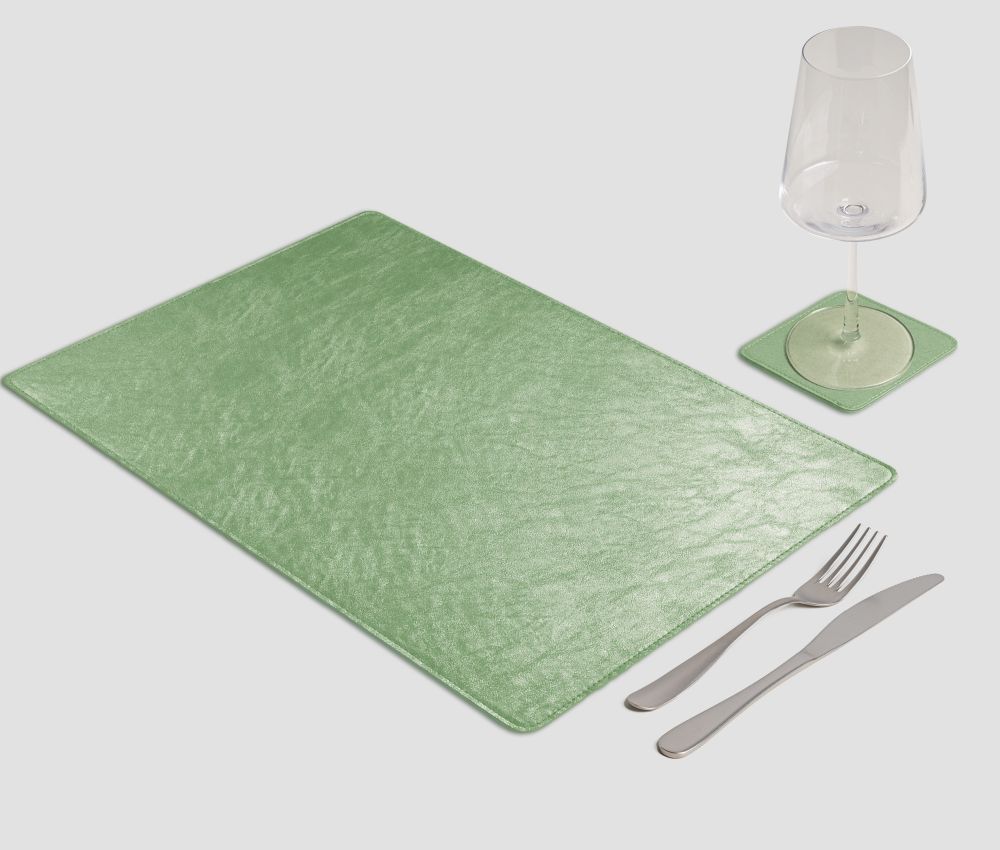 Mantel individual rectangular de metal gourmet verde claro