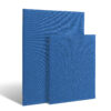 Menu with elastic in textured blue - logo